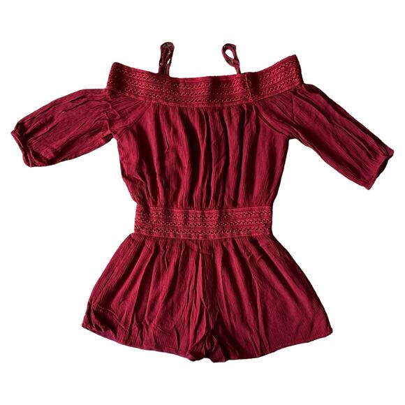 Purple Snow Red Cold Shoulder Romper, L - Picture 4 of 8